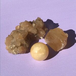 Lot of 3 Honey Calcite Yellow Crystals